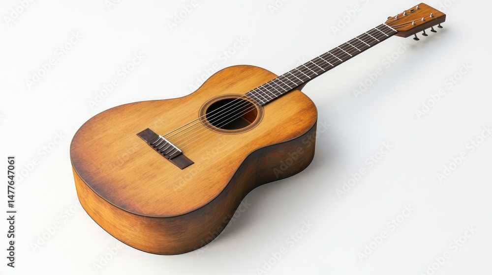 Fototapeta premium Classic acoustic guitar, light wood finish