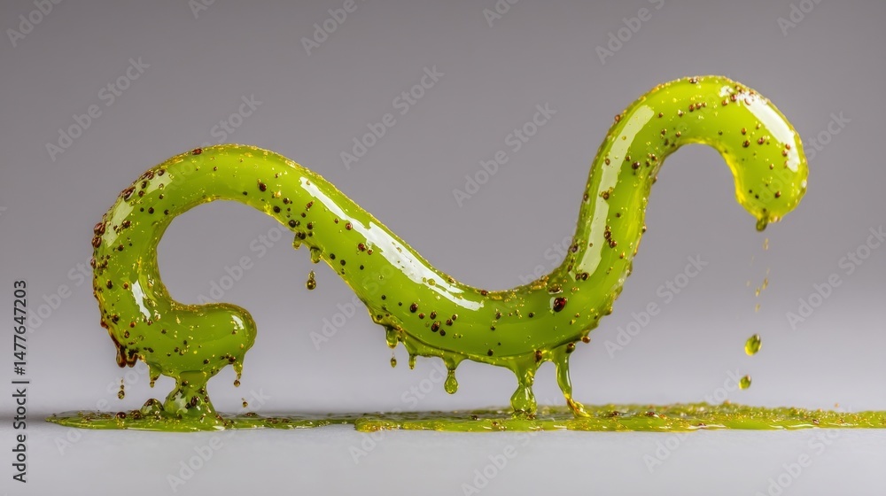 Naklejka premium A green, slimy, long, twisted