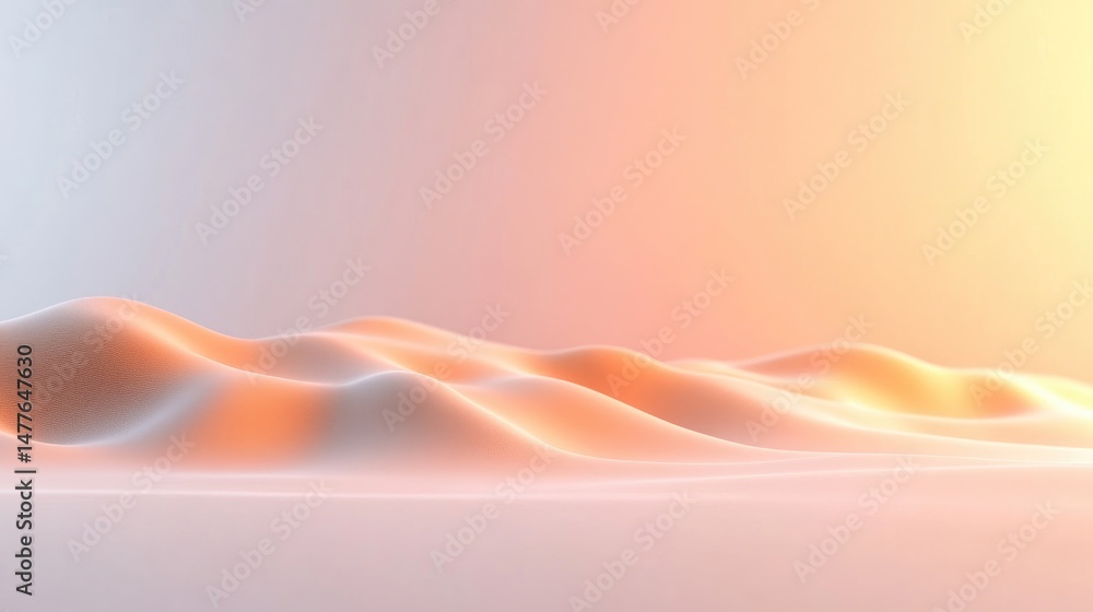 Fototapeta premium Abstract landscape gentle hills pastel gradients background modern backdrop minimal art