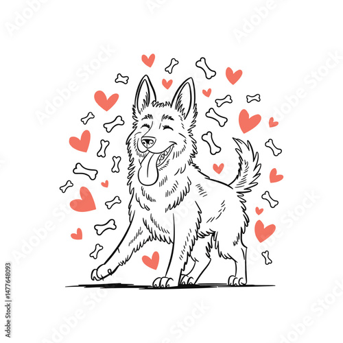 Foto Cute Dog heart boon vector illustration design