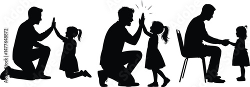 Father, mother, Child, and family Walking Together Silhouette vector art