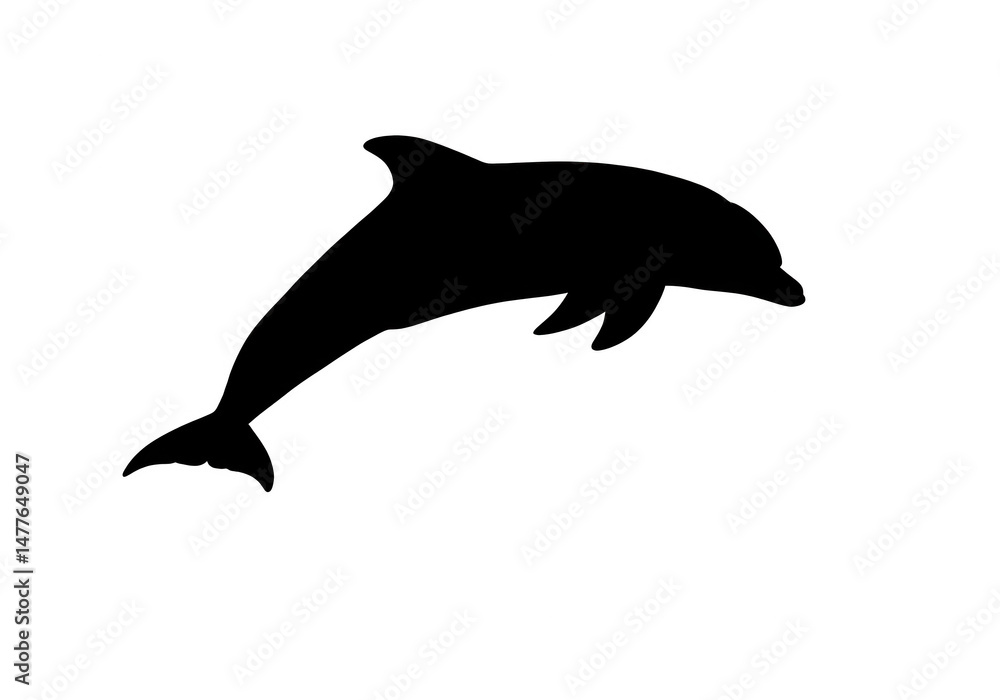 Fototapeta premium Dolphin silhouette jumping isolated on transparent background
