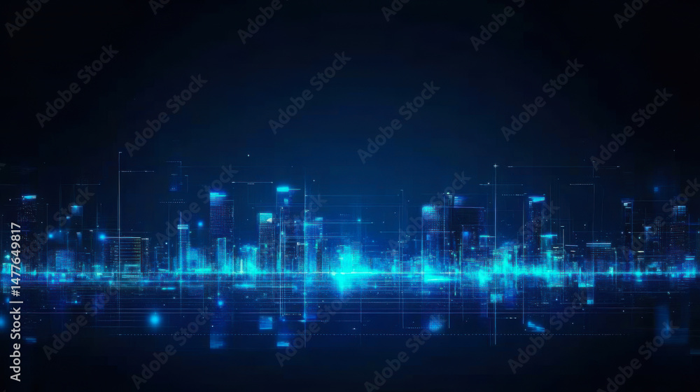 Fototapeta premium architecture, cityscape with space and neon light effect. Modern hi-tech