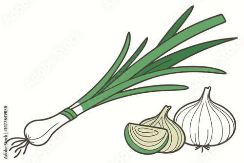170 spring onions, fresh pink scallions, allium bulb flowers, vibrant green stems, close-up nature still life, minimalist organic arrangement, soft white background, high key lighting, detailed textur