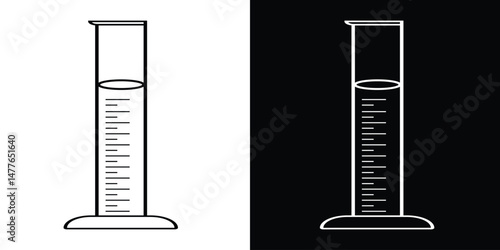 Minimalist Outline of Graduated Cylinders in Contrasting Black and White Backgrounds