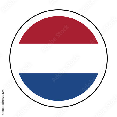 A circular icon in the colors of the Netherlands' flag, representing a 'Made in the Netherlands' logo concept.