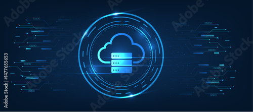 cloud computing data store in cloud server icon  digital concept