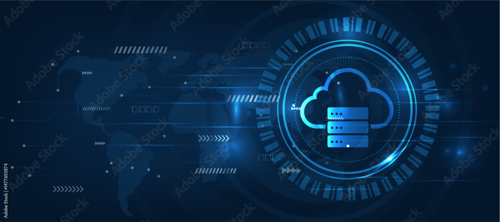 Obraz premium cloud computing data store in cloud server icon digital concept