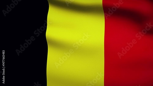 Belgium Flag 4K. Realistic Loop Waving with Highly Detailed Fabric.
