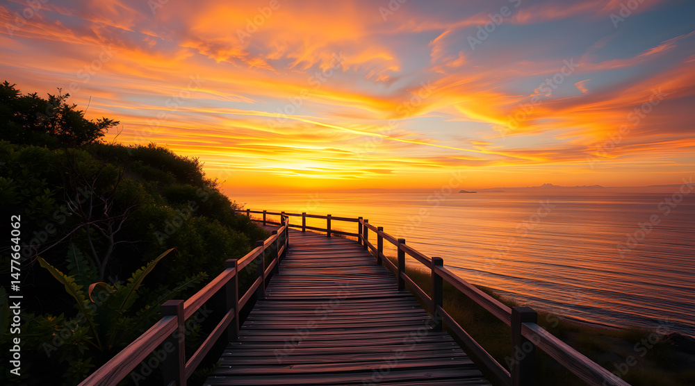 Fototapeta premium Golden Horizons The Enchanting Beauty of Beach Sunsets