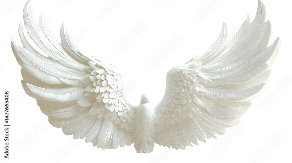 Fototapeta premium Magnificent White Angel Wings Sculpture Captured in Stunning Detail with Artistic Flair