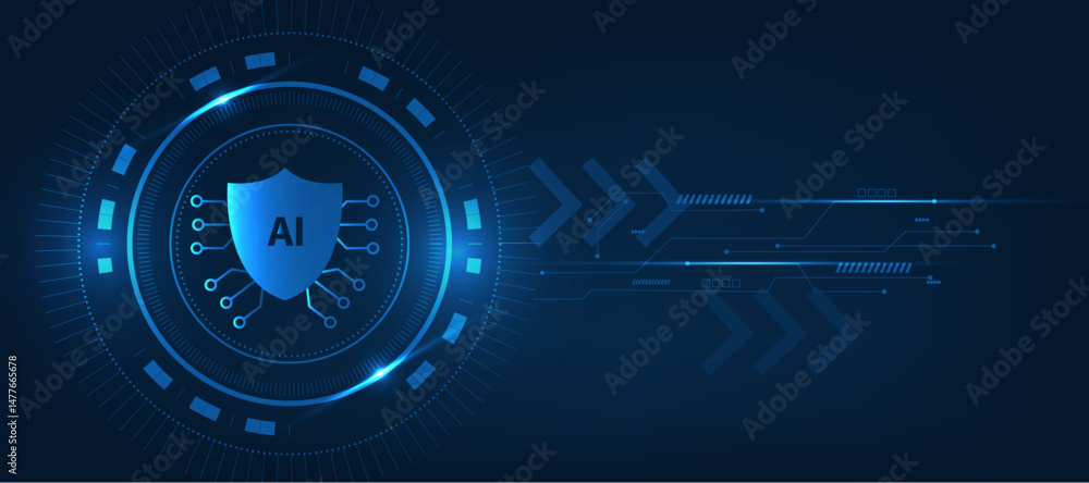 Obraz premium artificial intelligence icon with blue futuristic background