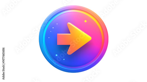 Free Download Vibrant Gradient Arrow Icon Illustrating Forward Movement in a Colorful Digital Sphere - GFXLoad