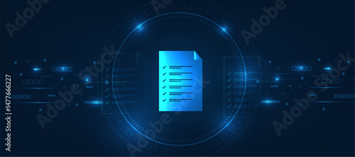 document management  icon, futuristic modern cyber background