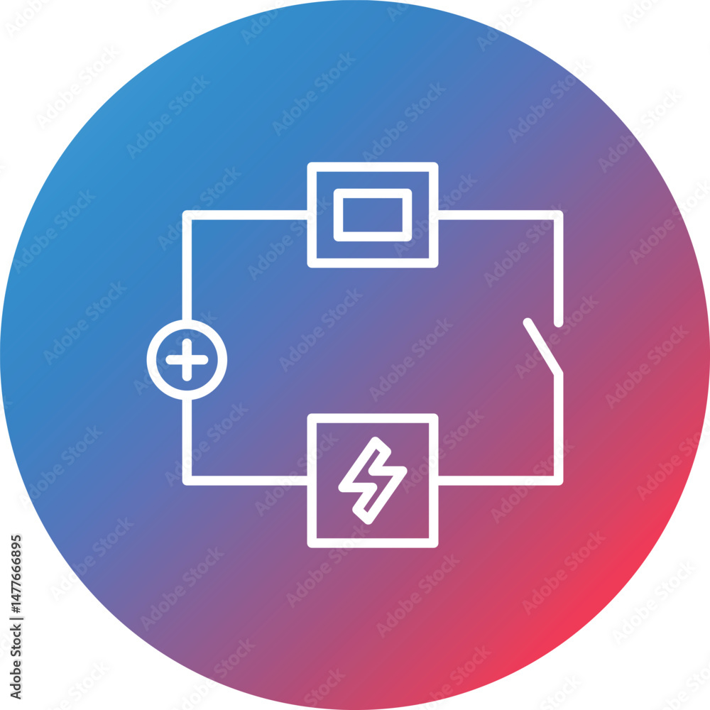Electric Circuit Line Gradient Circle Background Icon Electric Circuit Line Gradient Circle Background Icon