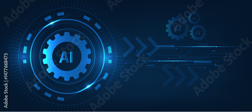 artificial intelligence, gear, icon  futuristic modern cyber background