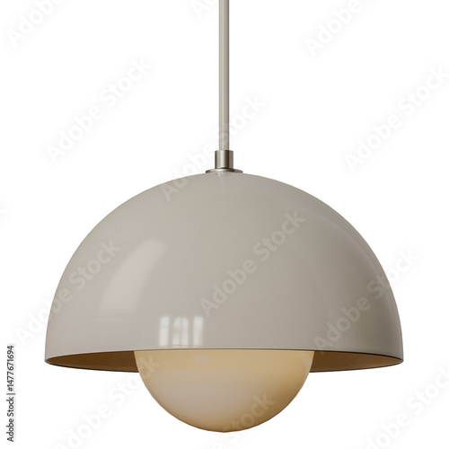 A white light fixture with a white shade