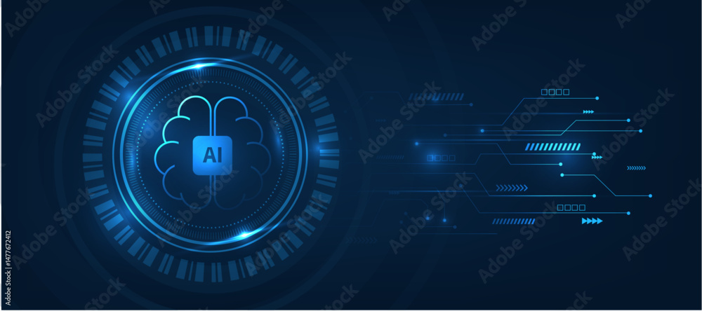 Obraz premium concept of artificial intelligence brain , AI icon with futuristic modern cyber background