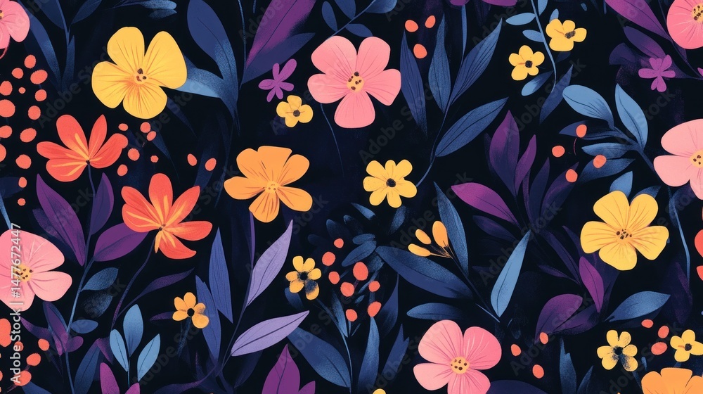 Obraz premium Vibrant floral pattern (87)