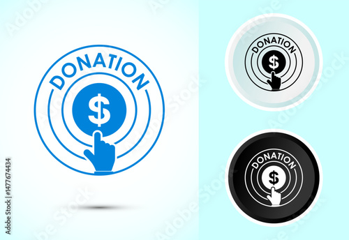 Donation icon design illustration, Donate icon, Charity concept sign symbol in color, black and white