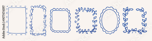 Cute and Quirky Frame Set Vector Illustration of Six Different Hand-Drawn Border Designs