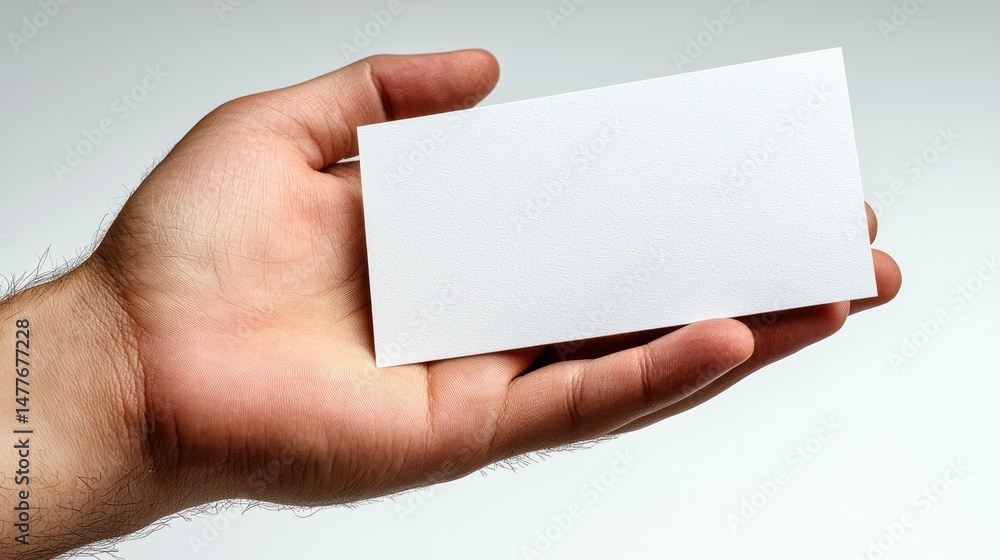 Obraz premium Hand holding a blank white rectangular card