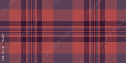 Subtle yet striking, this textured plaid pattern in muted coral and deep purple offers a sophisticated aesthetic.