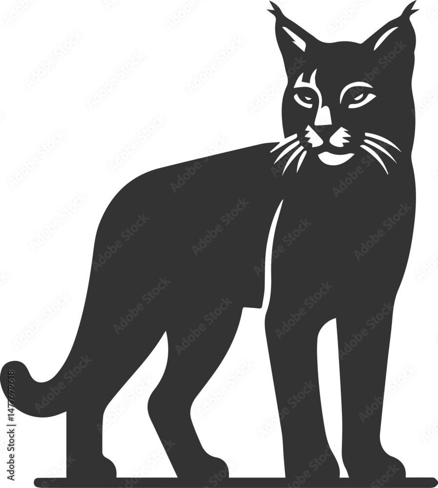 Vector animal silhouette of a bobcat Vector animal silhouette of a bobcat
