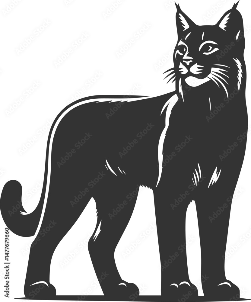 Vector animal silhouette of a bobcat Vector animal silhouette of a bobcat