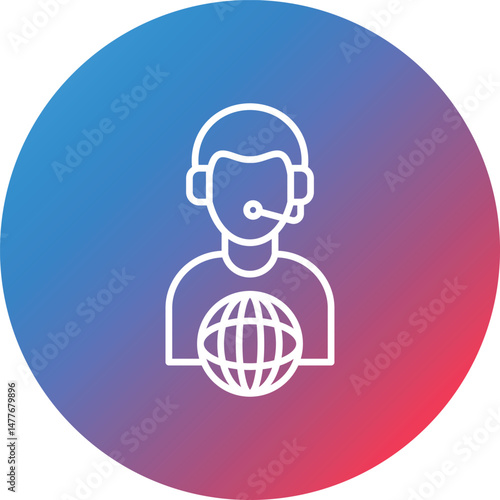 Translator Line Gradient Circle Background Icon