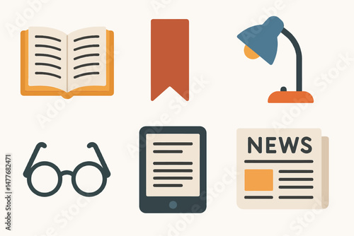 Reading and Study Essentials in Flat Design vector