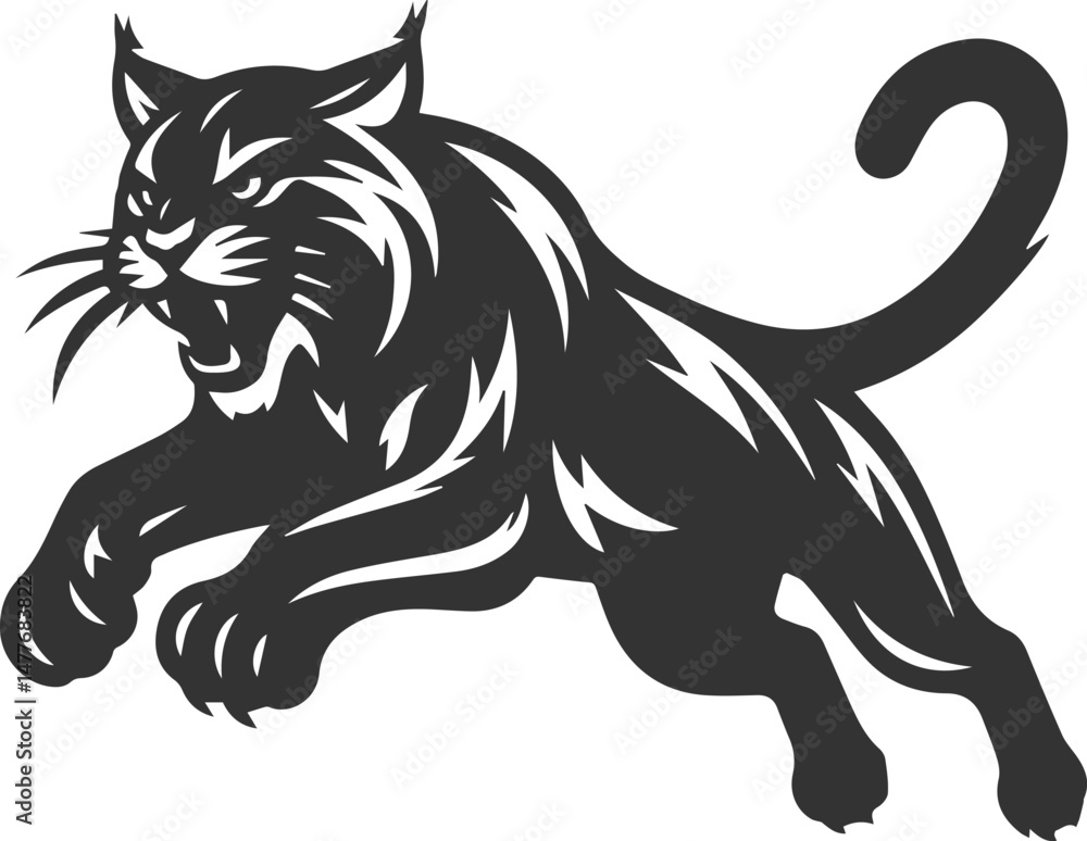 Fototapeta premium Vector animal silhouette of a bobcat