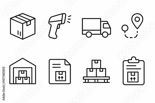 Logistics and Supply Chain Icon Set Outline vector