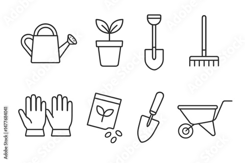 Essential Gardening Line Icons Collection vector