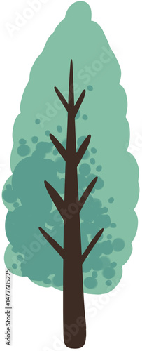 hand-drawn cartoon-style tree illustrations