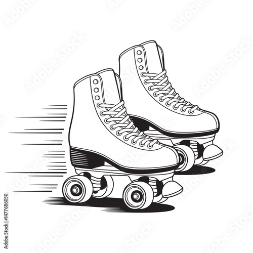 Roller skate shoes vector art illustration