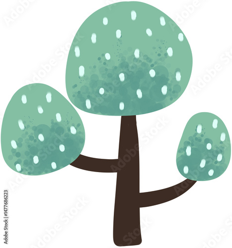 hand-drawn cartoon-style tree illustrations