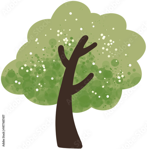 hand-drawn cartoon-style tree illustrations