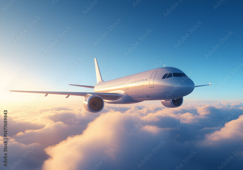 Obraz premium Flight Above the Clouds: Passenger Jet in the Sky