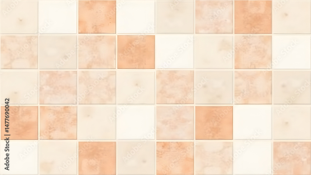 Square terracotta tiles in cool orange/beige/white palette. Modern interpretation, seamless design, high-resolution texture. Square terracotta tiles in cool orange/beige/white palette. Modern interpretation, seamless design, high-resolution texture.