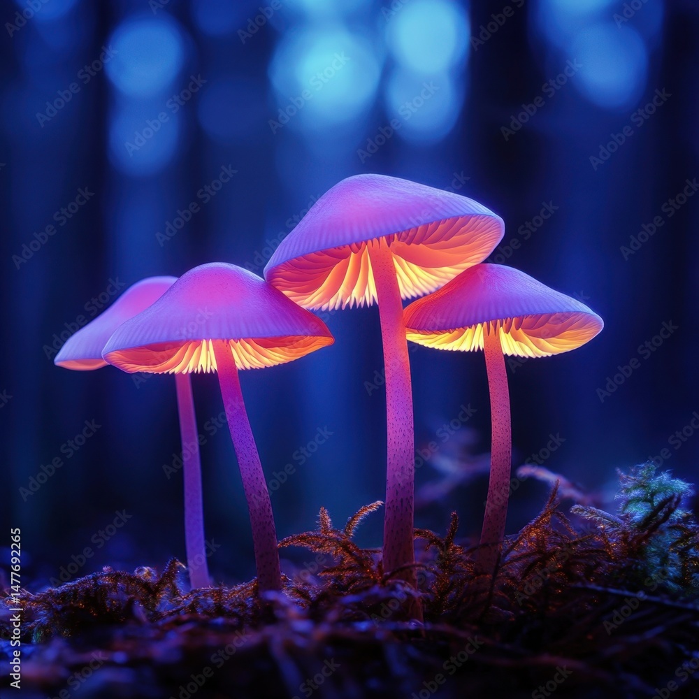Glowing Mushrooms in a Mystical Forest Glowing Mushrooms in a Mystical Forest