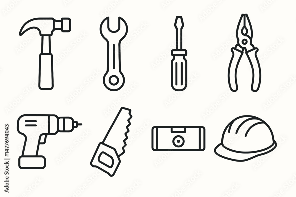 Essential Hand Tools and Construction Icons Set vector Essential Hand Tools and Construction Icons Set vector