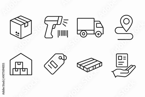 Shipping and Delivery Icons in Outline Style vector