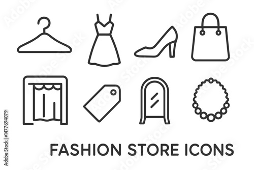 Fashion Boutique Line Icons Set vector
