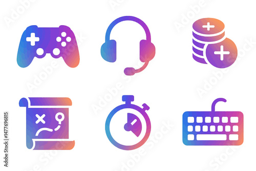 Gradient Icons for Gaming, Strategy, and Esports vector