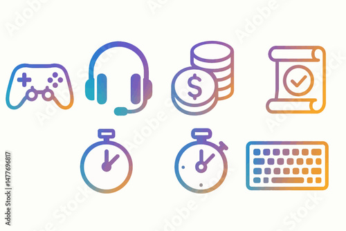 Gradient Icons for Gaming, Work, and Finance vector