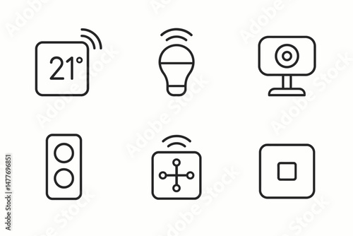 Smart Home Line Icons for Automation and Control vector