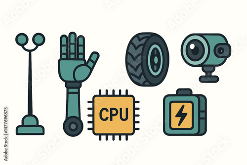 Robot Components Icon Set for Technology Design vector