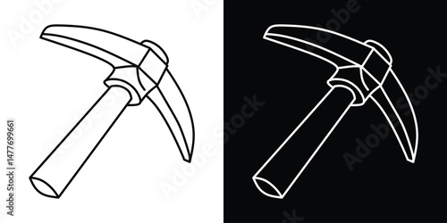 A black and white outline of a pickaxe, a mining tool