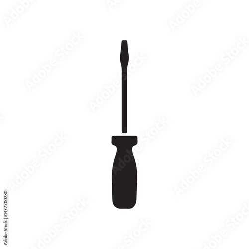 Black and White Screwdriver Illustration, Simple and Clean Tool Icon for Home Repair, DIY Projects, and Hardware Work